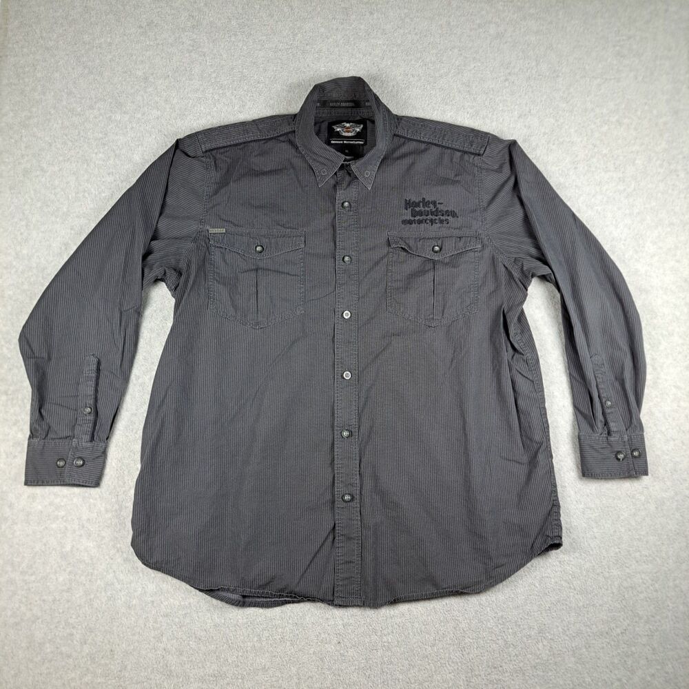 Vintage Harley-Davidson Shirt Mens XL Button Up Snap Collar Embroidered Y2K